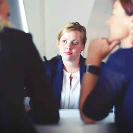 Women discussing issue